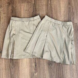 Lands End School Uniform Girls Khaki Tan Pleated Skirt Adaptive Bundle Sz 12